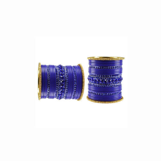 Blue Stone Acrylic-Brass Bangle With Extra Large Size  (Pack Of 46) (sku-ban3294)