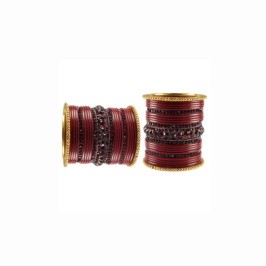 Maroon Stone Acrylic-Brass Bangle With Extra Large Size  (Pack Of 46) (sku-ban3300)