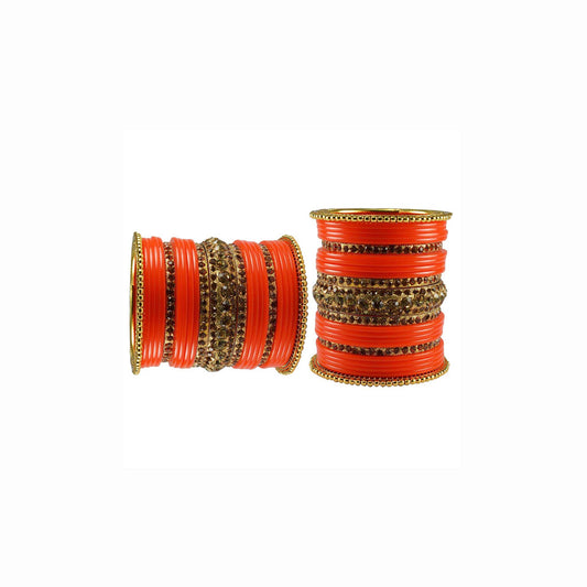 Orange Stone Acrylic-Brass Bangle With Extra Large Size  (Pack Of 46) (sku-ban3308)