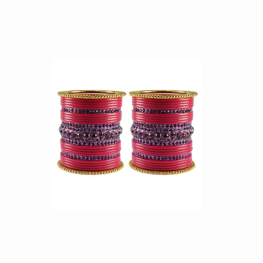 Gajari Stone Acrylic-Brass Bangle With Extra Large Size  (Pack Of 46) (sku-ban3310)