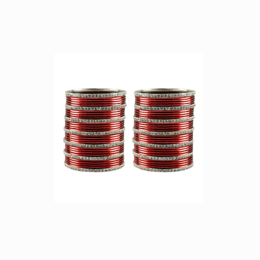 Red stone Brass Bangle With Extra Large Size  (Pack Of 62) (sku-ban3487)