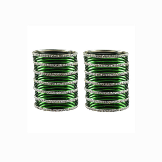 Green stone Brass Bangle (Pack Of 62) (sku-ban3493)