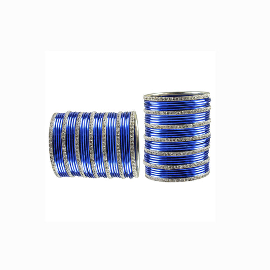 Light Blue  stone Brass Bangle (Pack Of 62) (sku-ban3497)