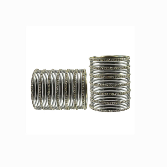 Silver stone Brass Bangle (Pack Of 62) (sku-ban3499)