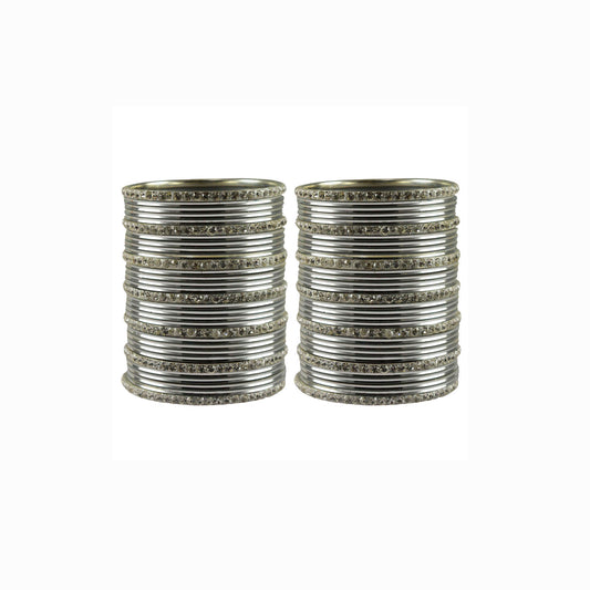 Silver stone Brass Bangle (Pack Of 62) (sku-ban3499)