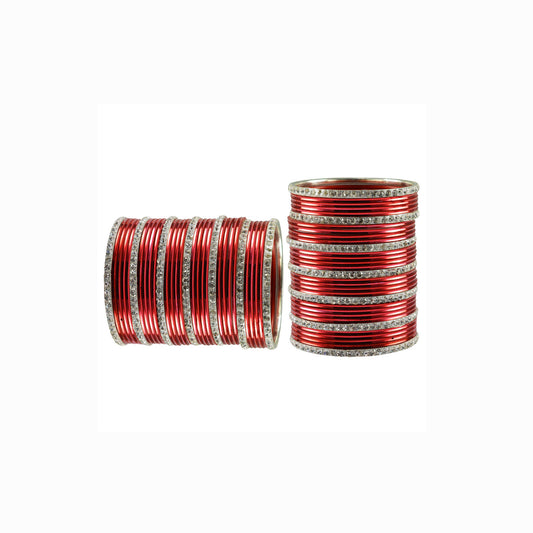 Red stone Brass Bangle With Extra Large Size  (Pack Of 62) (sku-ban3506)