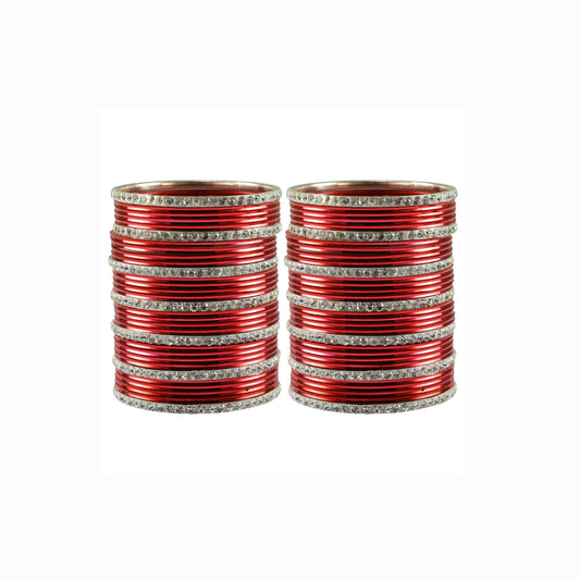 Red stone Brass Bangle With Extra Large Size  (Pack Of 62) (sku-ban3506)