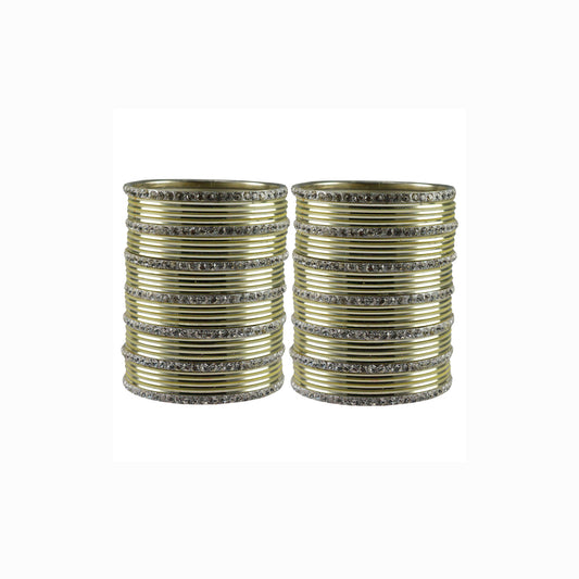 Cream  stone Brass Bangle (Pack Of 62) (sku-ban3508)