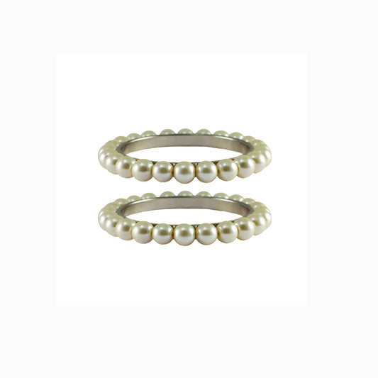 White Moti Brass Bangle (Pack Of 2) (sku-ban4003)