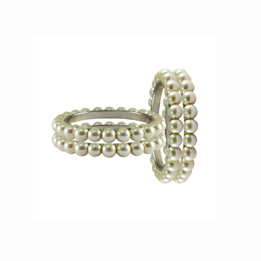 White Moti Brass Bangle (Pack Of 4) (sku-ban4004)