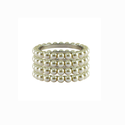 White Moti Brass Bangle (Pack Of 4) (sku-ban4004)