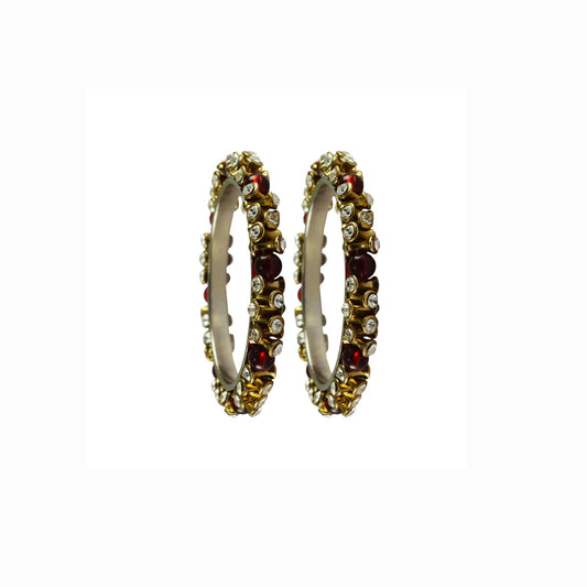White stone Brass Bangle (Pack Of 2) (sku-ban4005)