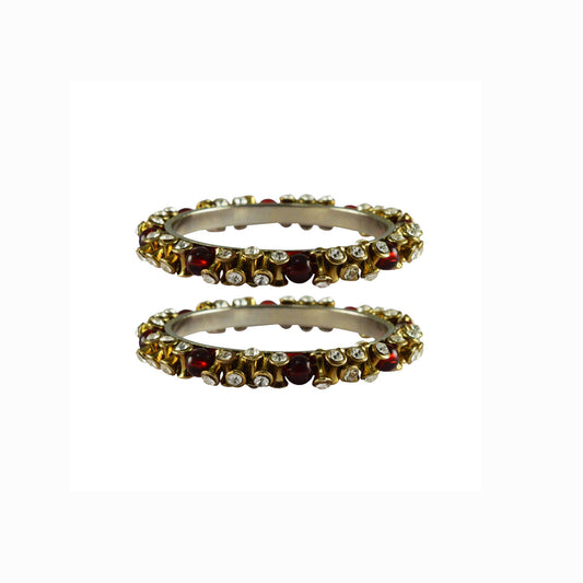 White stone Brass Bangle (Pack Of 2) (sku-ban4005)