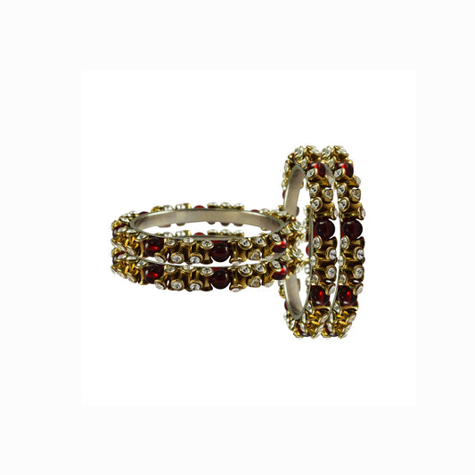 White stone Brass Bangle (Pack Of 4) (sku-ban4006)