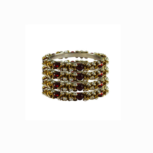White stone Brass Bangle (Pack Of 4) (sku-ban4006)
