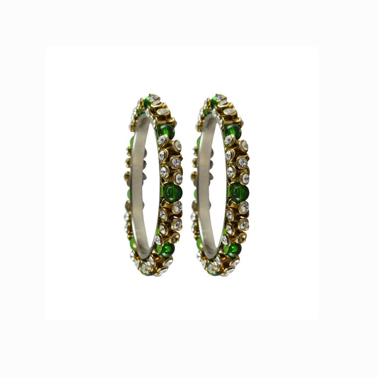 White stone Brass Bangle (Pack Of 2) (sku-ban4007)