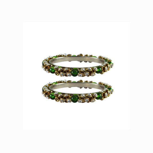 White stone Brass Bangle (Pack Of 2) (sku-ban4007)