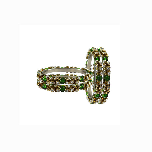 White stone Brass Bangle (Pack Of 4) (sku-ban4008)