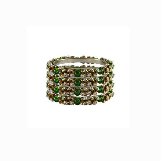 White stone Brass Bangle (Pack Of 4) (sku-ban4008)