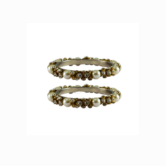 White stone Brass Bangle (Pack Of 2) (sku-ban4009)