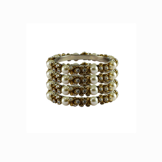 White stone Brass Bangle (Pack Of 4) (sku-ban4010)