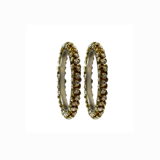 White stone Brass Bangle (Pack Of 2) (sku-ban4011)