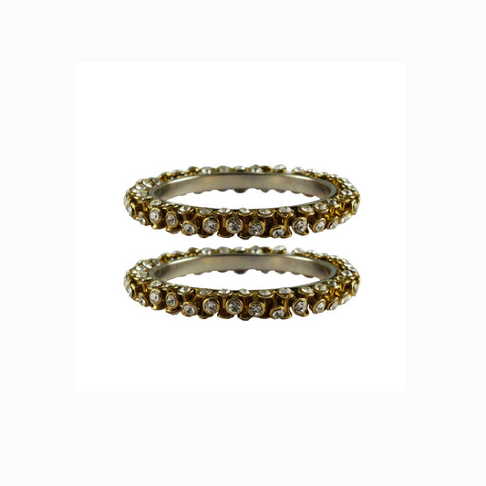 White stone Brass Bangle (Pack Of 2) (sku-ban4011)