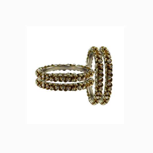 White stone Brass Bangle (Pack Of 4) (sku-ban4012)