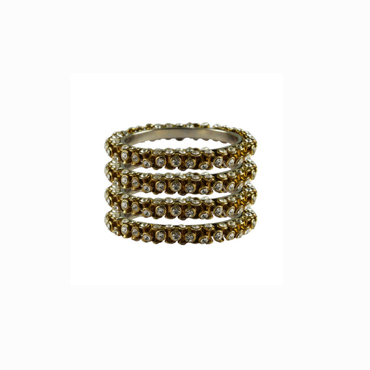 White stone Brass Bangle (Pack Of 4) (sku-ban4012)