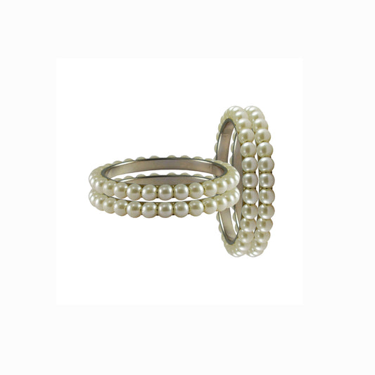 White Moti Brass Bangle (Pack Of 4) (sku-ban4014)