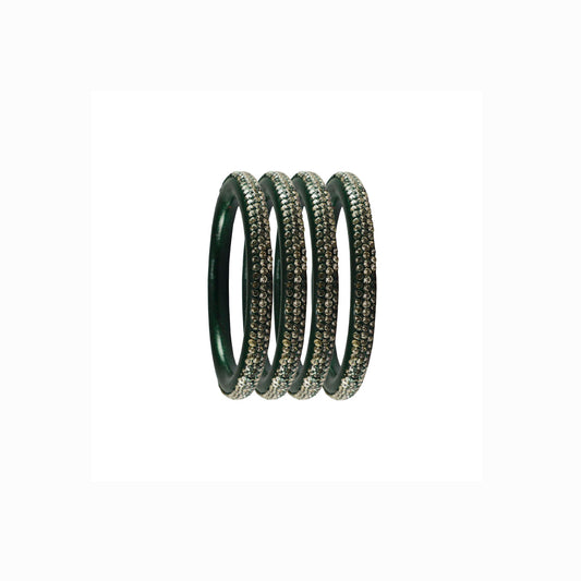 Green Stone Lac Pure Lakh Rajasthani Bangle (Pack Of 4) (sku-ban4147)