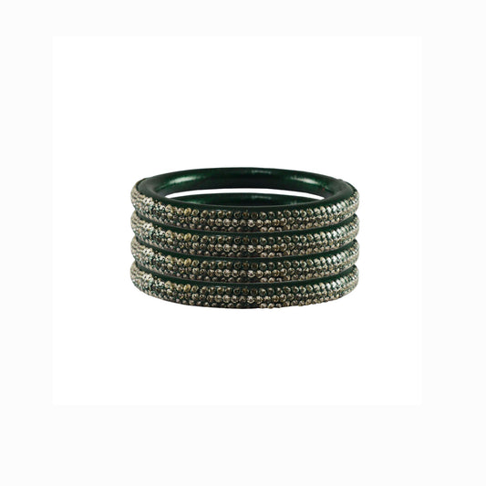 Green Stone Lac Pure Lakh Rajasthani Bangle (Pack Of 4) (sku-ban4147)