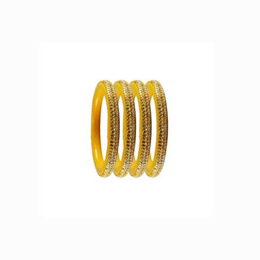 Yellow Stone Lac Pure Lakh Rajasthani Bangle (Pack Of 4) (sku-ban4148)