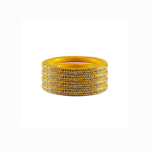 Yellow Stone Lac Pure Lakh Rajasthani Bangle (Pack Of 4) (sku-ban4148)