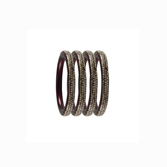 Maroon Stone Lac Pure Lakh Rajasthani Bangle (Pack Of 4) (sku-ban4149)