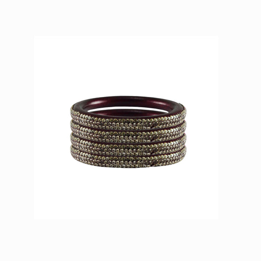 Maroon Stone Lac Pure Lakh Rajasthani Bangle (Pack Of 4) (sku-ban4149)