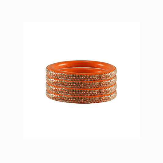 Orange Stone Lac Pure Lakh Rajasthani Bangle (Pack Of 4) (sku-ban4150)