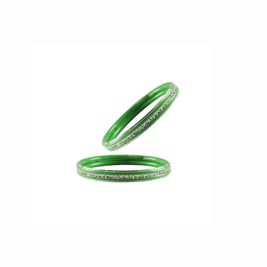 Light Green stone Metal Bangle (Pack Of 2) (sku-ban4384)