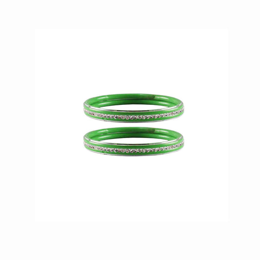 Light Green stone Metal Bangle (Pack Of 2) (sku-ban4384)