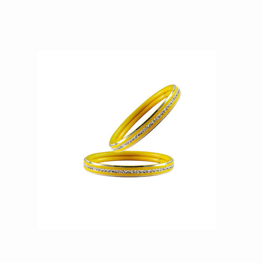 Yellow stone Metal Bangle (Pack Of 2) (sku-ban4387)