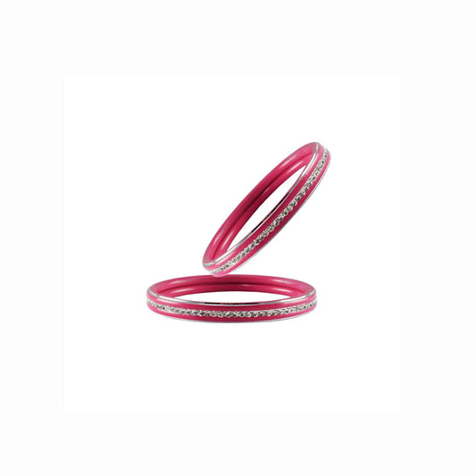 Pink stone Metal Bangle (Pack Of 2) (sku-ban4389)