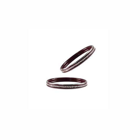 Maroon stone Metal Bangle (Pack Of 2) (sku-ban4390)