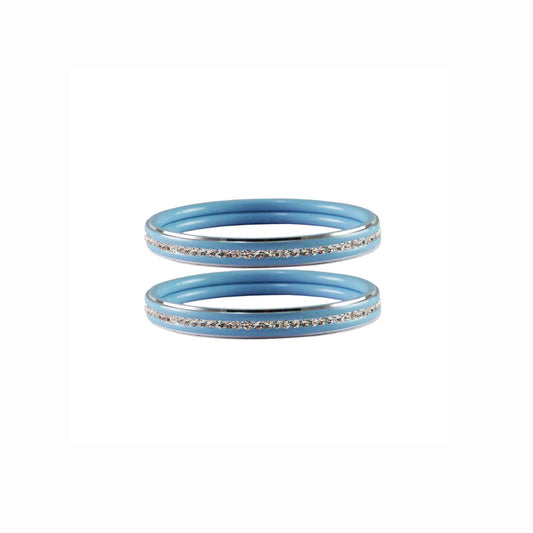 Firozi stone Metal Bangle (Pack Of 2) (sku-ban4391)
