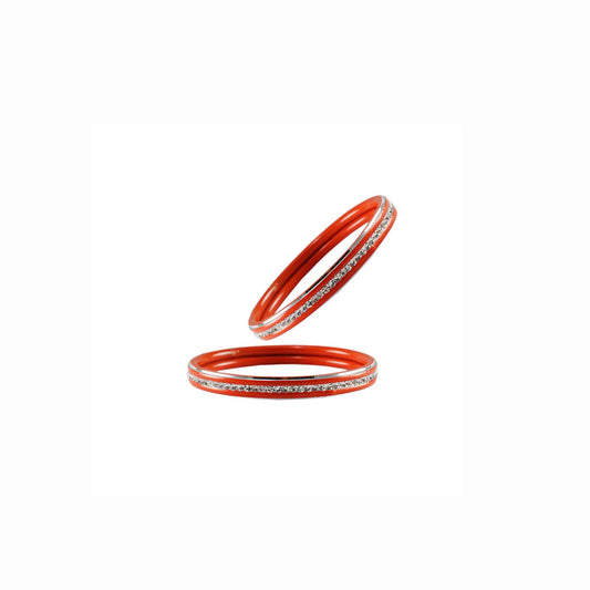 Orange stone Metal Bangle (Pack Of 2) (sku-ban4394)