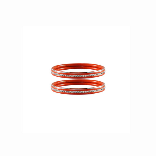 Orange stone Metal Bangle (Pack Of 2) (sku-ban4394)