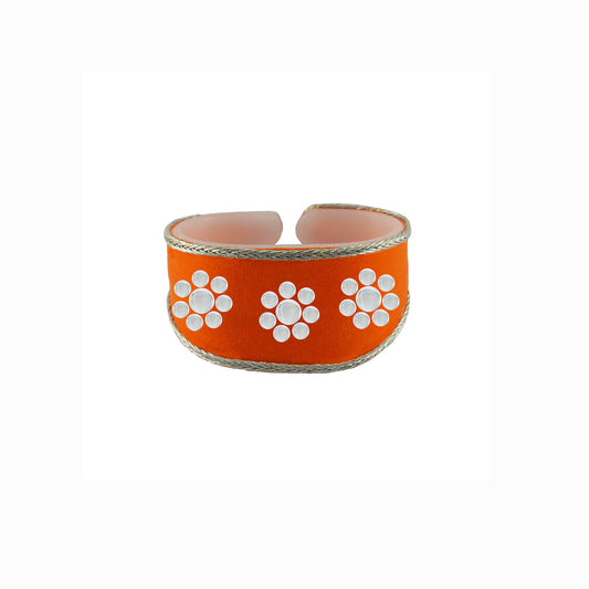 Orange color kundun stud Acrylic Bracelet (Pack Of 1) (sku-ban4989)