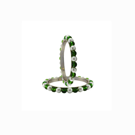 White color Moti stud Brass Bangle (Pack Of 2) (sku-ban5012)