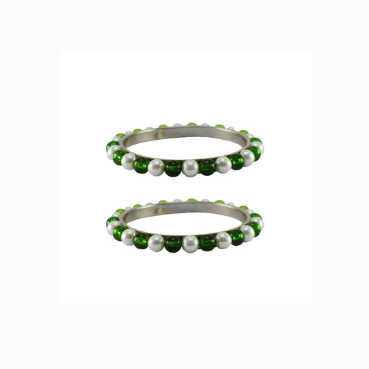White color Moti stud Brass Bangle (Pack Of 2) (sku-ban5012)