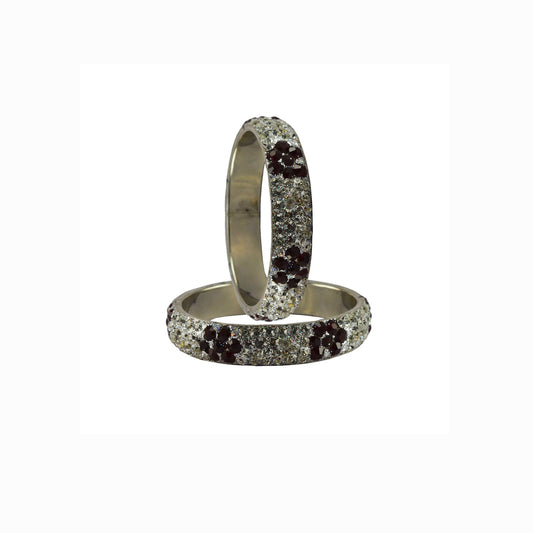 White color Stone stud Brass Bangle With Extra Large Size  (Pack Of 2) (sku-ban5015)