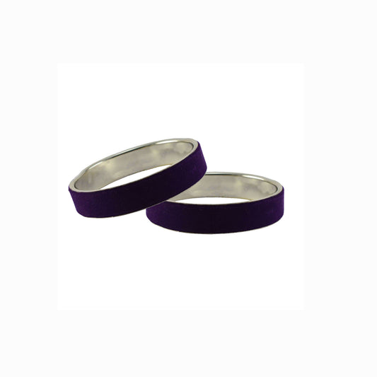 Purple Plain  Metal Bangle With Extra Large Size  (Pack Of 2) (sku-ban5421)